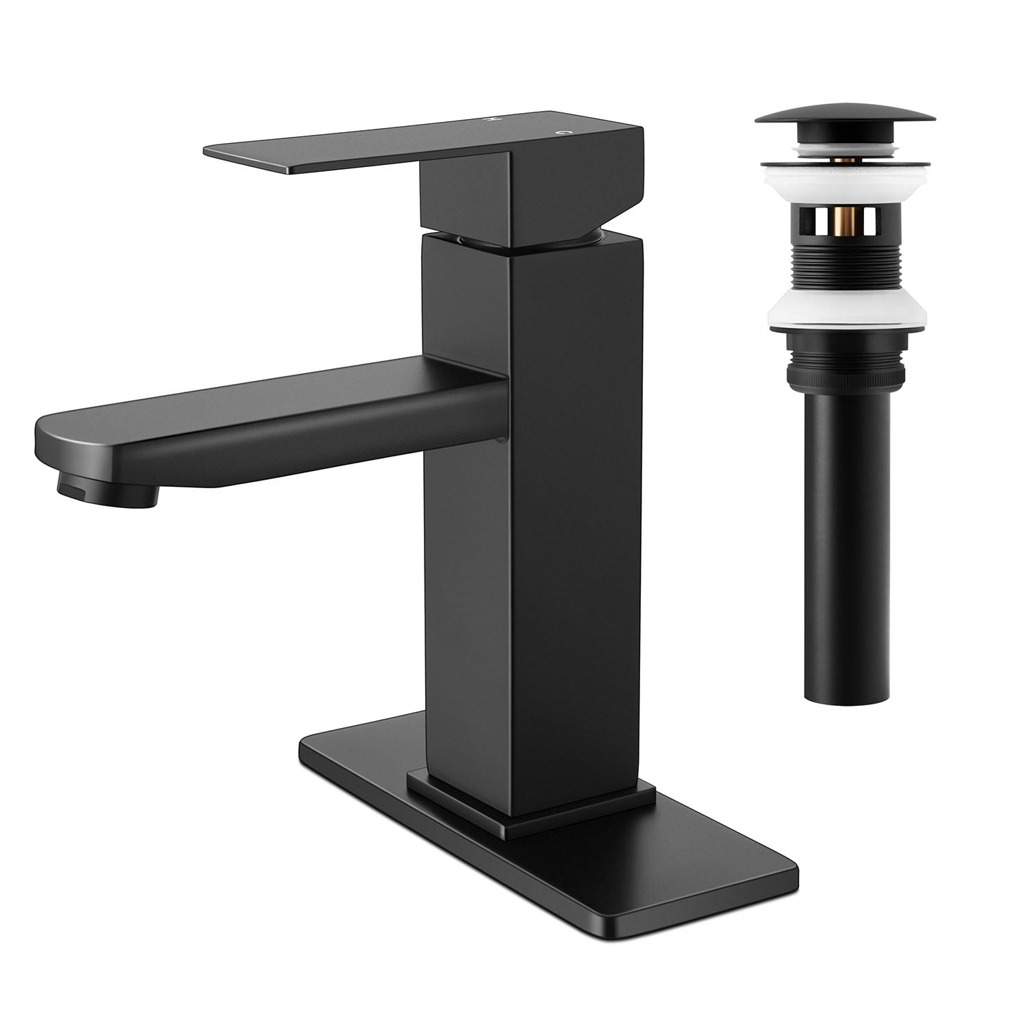 Vesteel Matte Black Bathroom Faucet, Single Handle Vanity Faucet with