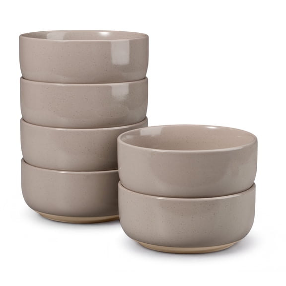 Vesteel Ceramic Bowls Set of 6, 18oz Stoneware Soup Bowls for Home Kitchen, Porcelain Bowl for Soup Pasta Salad Oatmeal, Microwave, Dishwasher and Freezer Safe, Cappuccino Brown