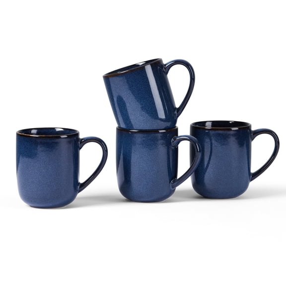 Vesteel Coffee Mug Set of 4, Ceramic Coffee Cups with Handles, 14oz Handmade Reactive Glaze Mugs set for Coffee Tea Milk, Mug Gifts for Home Office Restaurant, Ocean Blue