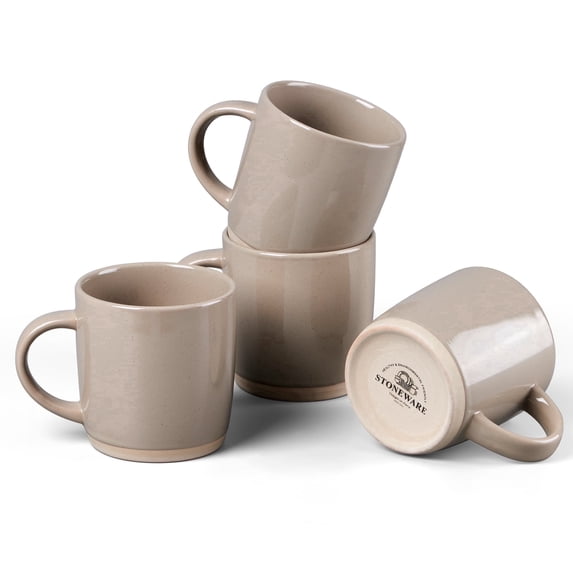 Vesteel Coffee Mugs Set of 4, 12oz Porcelain Coffee Cups with handle, Ceramic Stoneware Mug for Milk, Coffee, Hot Cocoa, Microwave & Dishwasher Safe, Cappuccino Brown