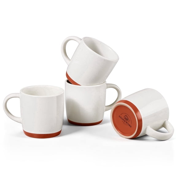 Vesteel Espresso Mugs Set of 4, 12oz Ceramic Coffee Cups with Handle, Modern Stoneware Mugs for Latte, Cappuccino, Cocoa, Dishwasher & Microwave Safe, Speckled White