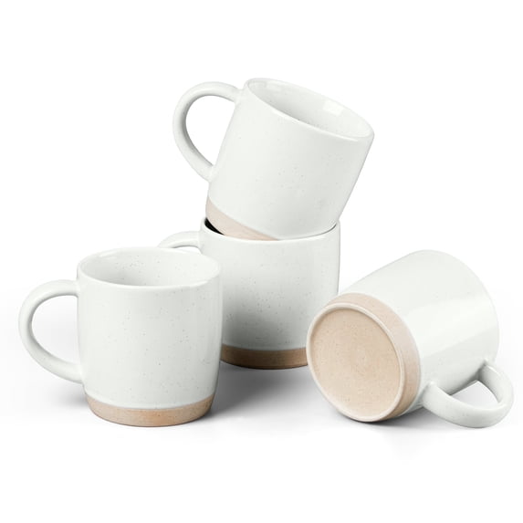Vesteel Coffee Mugs Set of 4, 11 Ounces Porcelain Coffee Cups with Handle, Ceramic Stoneware Mug for Milk, Coffee, Hot Cocoa, Microwave & Dishwasher Safe, Speckled White