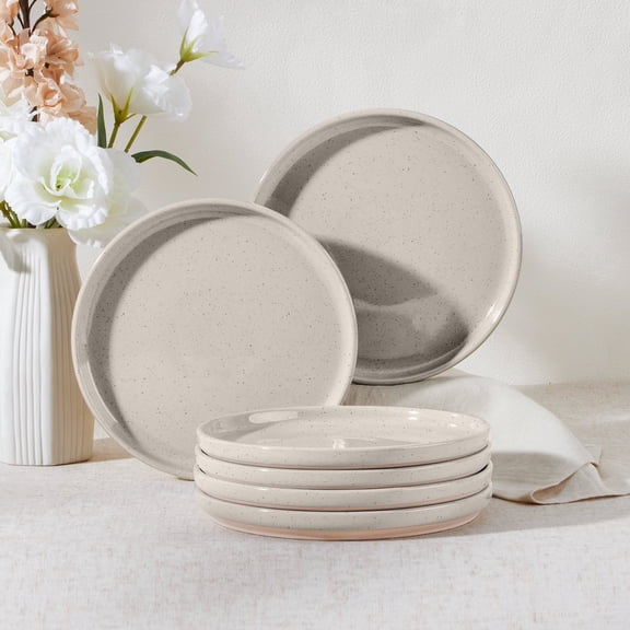 Vesteel Dinner Plates Set of 6, 7.9inch Ceramic Stoneware Sets for Home Restaurant, Farmhouse Dinnerware for Serving Steak, Pizza, Dishwasher & Microwave Safe