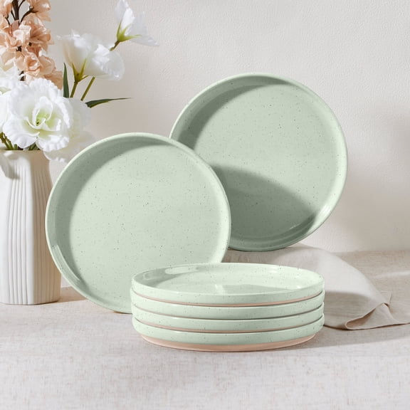 Vesteel Dinner Plates Set of 6, 7.9inch Ceramic Stoneware Sets for Home Restaurant, Farmhouse Dinnerware for Serving Steak, Pizza, Dishwasher & Microwave Safe