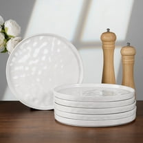 Vesteel Stoneware Dinner Plates Set of 6, 10” Ceramic Salad Plates, Water Ripple Design Dinnerware for Home Restaurant, Microwave & Dishwasher Safe