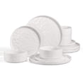 thumbnail interactive-video image 1 of Vesteel Dinnerware Sets, 12-Piece Stoneware Plates and Bowls Set, Dishes Set for 4, Elegant Ceramic Dinnerware for Home Restaurant - Speckled White, 1 of 10