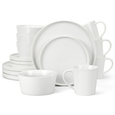 Vesteel Dinnerware Sets, 16-Pieces Stoneware Plates and Bowls Sets for 4, Dinner Dishes Set with Coffee Cups, Dishwasher Safe, Chip & Scratch Resistant, Speckled White