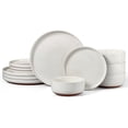 thumbnail image 1 of Vesteel 12-Piece Dinnerware Set for 4, Handcrafted Ceramic Plates and Bowls Set, Speckled Stoneware Dishes Set for Family, Microwave & Dishwasher Safe - Speckled White, 1 of 10