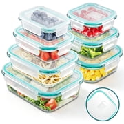 Vesteel 7 Pack Glass Food Storage Containers Set with Airtight Lid, Glass Meal Prep Containers with Vented Lid for Kitchen, BPA-Free Bento Lunch Box , Microwave, Freezer & Dishwasher Safe
