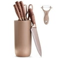 thumbnail image 1 of Vesteel Kitchen Knife Set of 7, Professional Stainless Steel Knives Set for Kitchen with Universal Knife Block - Brown, 1 of 7
