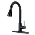 thumbnail image 1 of Vesteel Kitchen Sink Faucet with Pull Down Sprayer, 18/10 Stainless Steel Matte Black Kitchen Tall Water Faucet Brushed Nickel, Single Handle & Deck Plate, 1 of 8