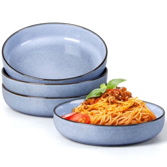 Vesteel Pasta Bowl Set of 4, 22oz Stoneware Salad Pasta Serving Bowls for Soup Dinner Cereal, Microwave & Dishwasher Safe, Grayish Blue
