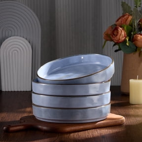 Vesteel Pasta Bowls Set of 4, 32oz Stoneware Salad Bowl, Large Dinner Bowls for Eating Serving Soup Noodle Pasta, Microwave & Dishwasher Safe, Uranus Blue