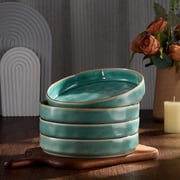 Vesteel Pasta Bowls Set of 4, 32oz Stoneware Salad Bowl, Large Dinner Bowls for Eating Serving Soup Noodle Pasta, Microwave & Dishwasher Safe, Jade Green