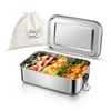 Vesteel Bento Box, 47oz Stainless Steel Lunch Box Metal Food Container with 2 Removable Dividers & Carry Bag, Portable & Leak-Proof