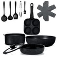 thumbnail image 1 of Vesteel 12Pcs Pots and Pans Set, Nonstick Cookware Set with Detachable Handle and Egg Frying Pan, Stackable RV Kitchen Cooking Utensils Set, Black, 1 of 8