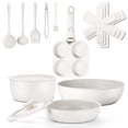 thumbnail image 1 of Vesteel 12Pcs Cookware Set, Nonstick Pots and Pans Set with Detachable Handles, Stackable Kitchen Cooking Set with Silicone Utensils Set, Induction Compatible & Oven Safe - Cream White, 1 of 8