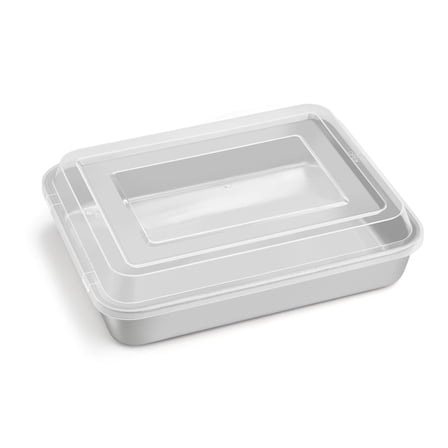 Vesteel Stainless Steel Baking Pan with Lid, 9.4 x 7 x 2 Inch Rectangle Sheet Cake Pan with Cover Bakeware for Cakes Brownies Casseroles, Non-toxic & Dishwasher Safe