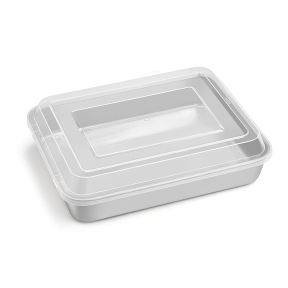 Vesteel Stainless Steel Baking Pan with Lid, 9.4 x 7 x 2 Inch Rectangle Sheet Cake Pan with Cover Bakeware for Cakes Brownies Casseroles, Non-toxic & Dishwasher Safe