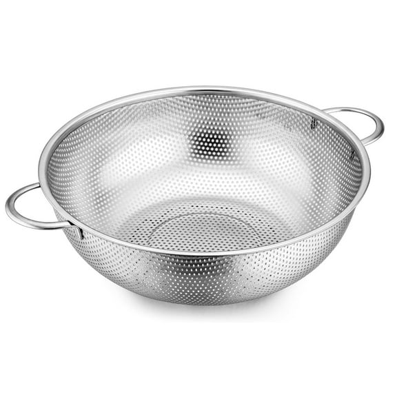 VeSteel 5-Quart Colander, Stainless Steel Micro-Perforated Colanders Strainers for Draining Rinsing Washing, Ideal for Pasta Vegetables Fruits, Heavy Duty & Dishwasher Safe