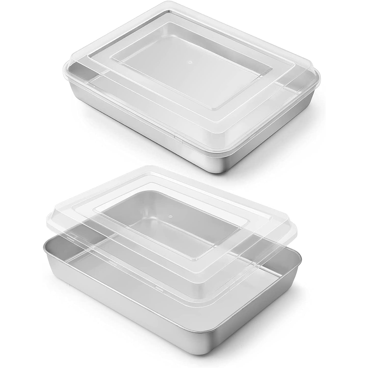 Vesteel Stainless Steel Baking Pan with Lid, 9.4 x 7 x 2 Inch Rectangle ...