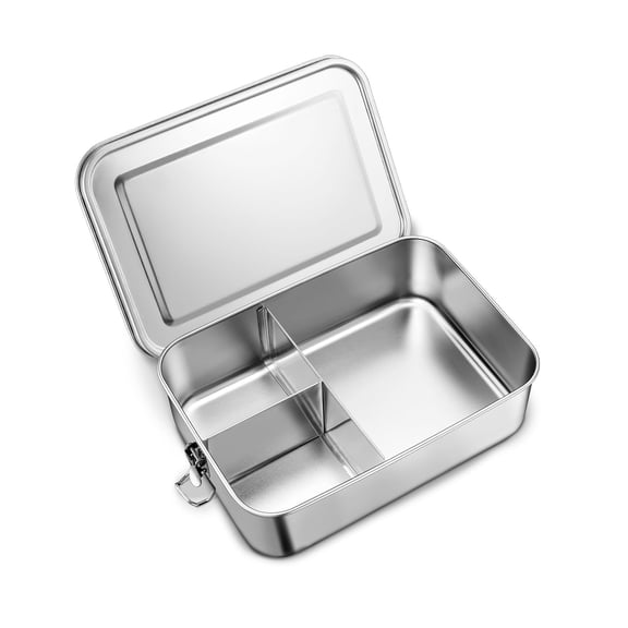 Vesteel Stainless Steel Bento Box, 29oz Lunch Box Metal Food Storage Container with Removable Dividers, Portable & Leak-Proof Meal Prep Container with 3 Compartment