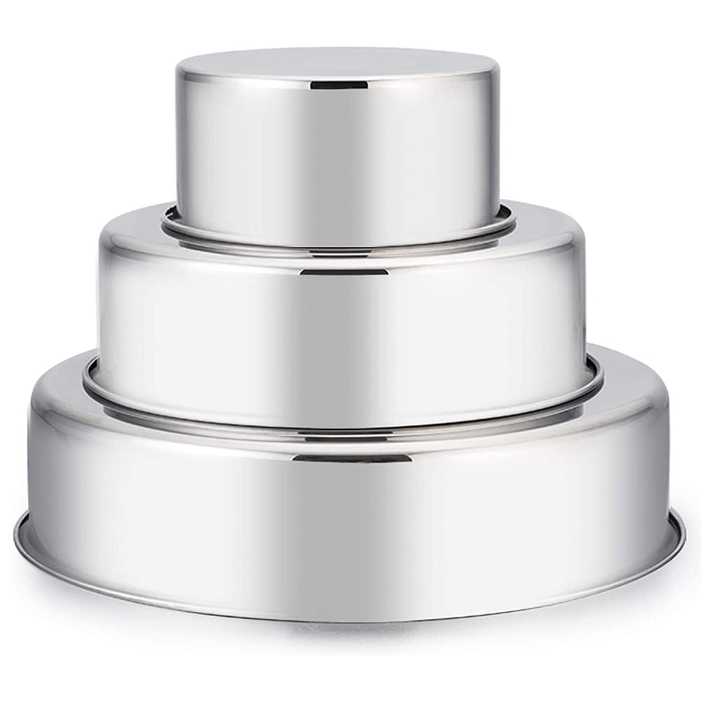 6 inch Cake Pan Set of 2, Vesteel Stainless Steel Round Cake Baking Pans, Mirror Finish & Dishwasher Safe, Size: 6½” x 2, Silver