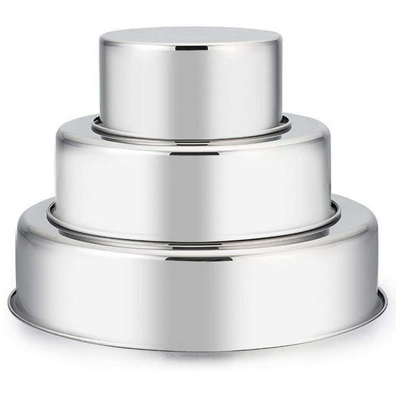 Vesteel Stainless Steel Cake Pan Set of 3 (4/6/8 inch), Small Medium Round Layer Cake Baking Pans for Tier Smash Cake