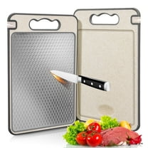 Vesteel Stainless Steel Cutting Board, 14” x 10” Double-Sided Chopping Board, Mesh Design Stainless Steel and Wheat Straw PP for Kitchen, Non Toxic & Scratch Resistant