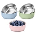 Vesteel Stainless Steel Kids Bowls with Suction, 3-Piece Suction Plates ...