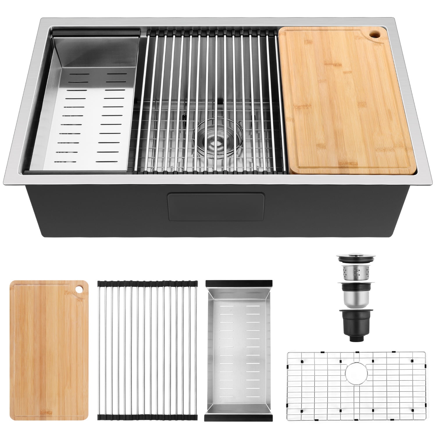 Vesteel Stainless Steel Kitchen Sink, 33” x 19” Undermount Sink 10