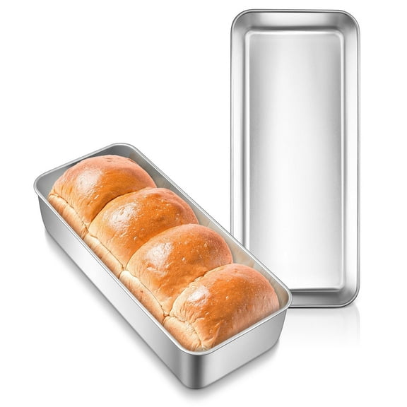 Vesteel 12 x 5 Inch Loaf Pan Set of 2, Stainless Steel Baking Bread Pans, Large Toast Baking Pans for Meatloaf, Cake & Homemade Bread, Non Toxic & Dishwasher Safe