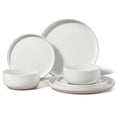 thumbnail image 1 of Vesteel Stoneware Dinnerware Sets for 2, 6 Pieces Ceramic Plates and Bowls Sets, Elegant Dishes with Rustic Terracotta Base, Dishwasher & Microwave Safe, Scratch Resistant, Speckled White, 1 of 9