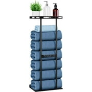 Vesteel Wall Towel Rack for Rolled Towels, Metal Black Towel Racks for Bathroom Wall Mounted, Bathroom Bar Towel Storage, Bath Towel Holder for 6 Folded Large Towel Washcloths