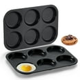 thumbnail image 1 of Vesteel Muffin Top Pans Set of 2, 6-Cup Stainless Steel Cupcake Pan for Baking, 11” x 7.5” Regular Size Metal Pan Tin Tray for Mini Cake Cookie Egg Hamburger, Oven Safe, 1 of 7