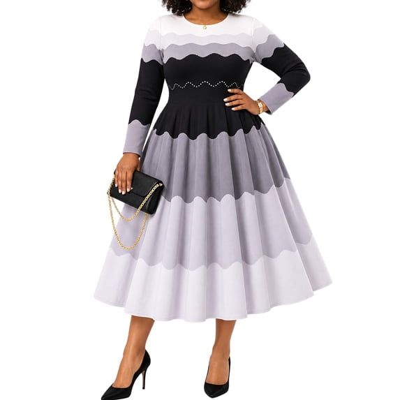 Vestido Que Rebota, Bouncy Dress for Women, Bouncy Church Dress, Plus Size Elegant Pearl Dress with 3/4 Sleeves