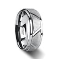 thumbnail image 1 of Vestige Tungsten Ring With Triangle Angle Grooves And Raised Center, 1 of 2