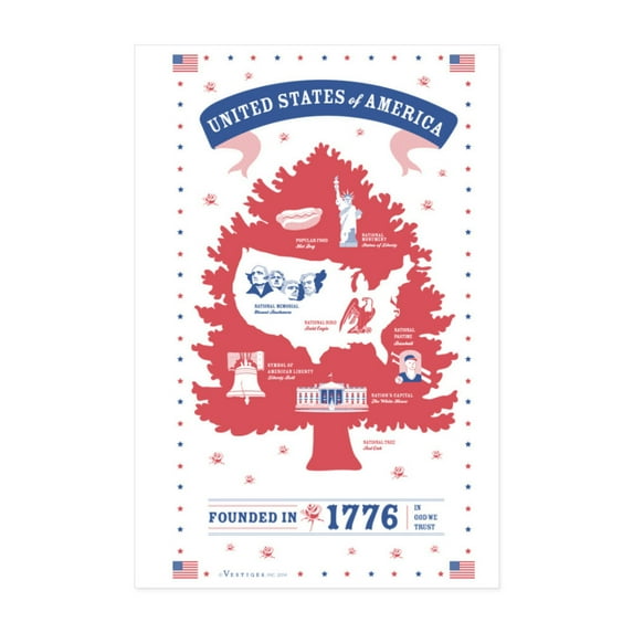 Vestiges USA Souvenir Tea Towel 21.5" x 32" Eco-Friendly