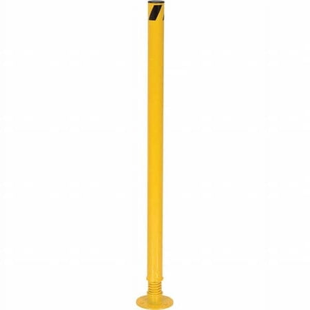 Vestil 2-1/2" Diam x 42" High, Yellow Steel Spring Bollard 6" Wide x 6" Long Mounting Plate, 19 Lb