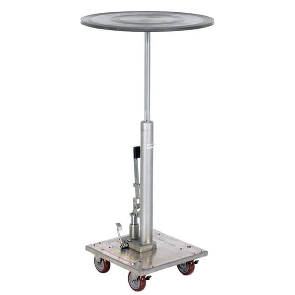 Vestil HT-02-24R-PSS 200 lbs 24 in. Partially Stainless Steel Round Top Hydraulic Post Table - Silver