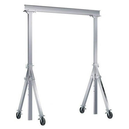 Vestil AHA-2-10-8-TLC 2000 lbs 10 x 8 ft. Aluminum Adjustable Height Gantry Crane with Total Locking Glass Filled Nylon Casters - Silver