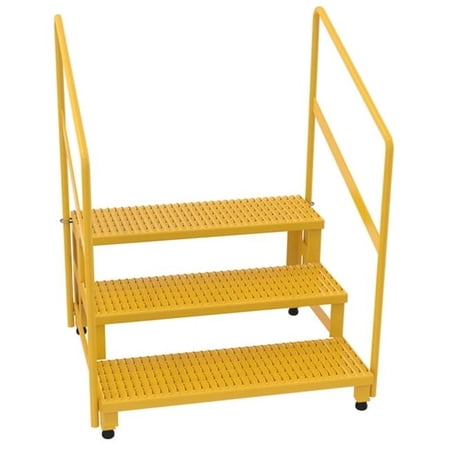 Vestil ASP-36-3-HR 36 in. Steel Adjustable Step Stand with 3-Step Handrails - Yellow