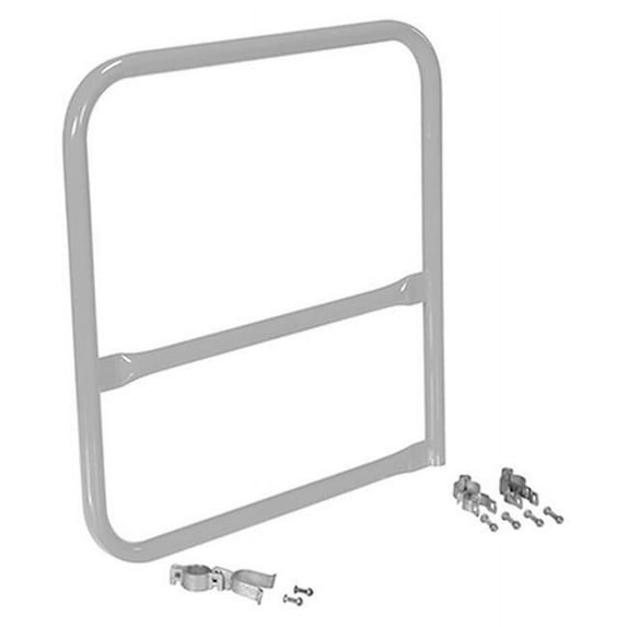 Vestil VDKR-G3-B-SL 36 x 36 in. Steel Pipe Safety Railing with Gate B-Shaped - Silver