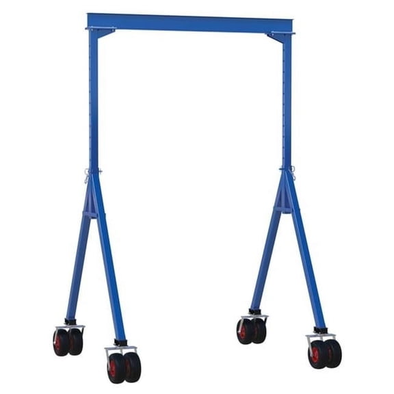 Vestil AHS-4-10-14-PNU 4000 lbs 10 x 14 ft. Steel Adjustable Height Gantry Crane with Pneumatic Rubber Casters - Blue