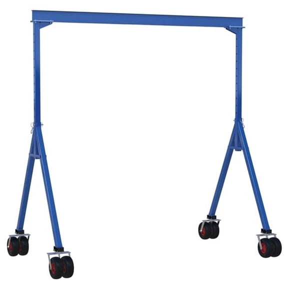 Vestil AHS-4-15-16-PNU 4000 lbs 15 x 16 ft. Steel Adjustable Height Gantry Crane with Pneumatic Rubber Casters - Blue