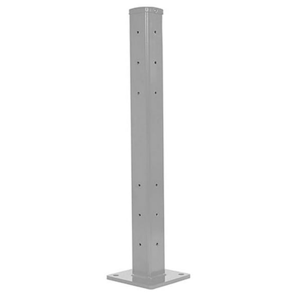 Vestil GR-F2R-DI-TP42-SL 42 in. Steel Rigid Tube Post for 2 Ribbed Drop-In Style Guard Rails - Silver Lining