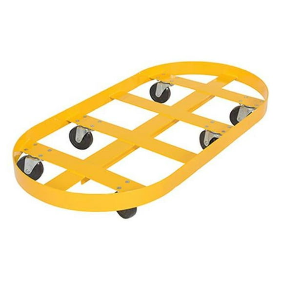 Vestil DRUM-X2-55-HR 45 x 45 x 39 in. 2000 lbs Steel Double Drum Dolly with Hard Rubber Casters - Yellow