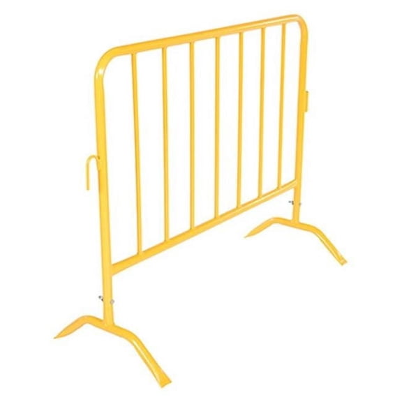 Vestil 47.5 in. Steel Crowd Control Interlocking Barrier with Curved Feet - Yellow