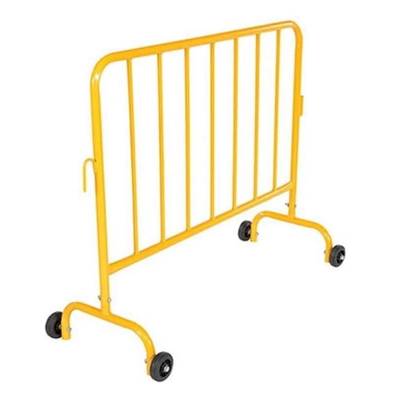 Vestil 47.5 in. Steel Crowd Control Interlocking Barrier with Wheeled Feet - Yellow