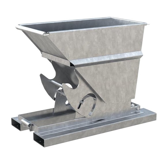 Vestil D-33-HD-NB-GAL 53 x 26 x 39 in. Steel Heavy Duty No Bump & Dump Hopper - 0.33 cu. Yard - 6000 lbs Capacity - Galvanized Silver